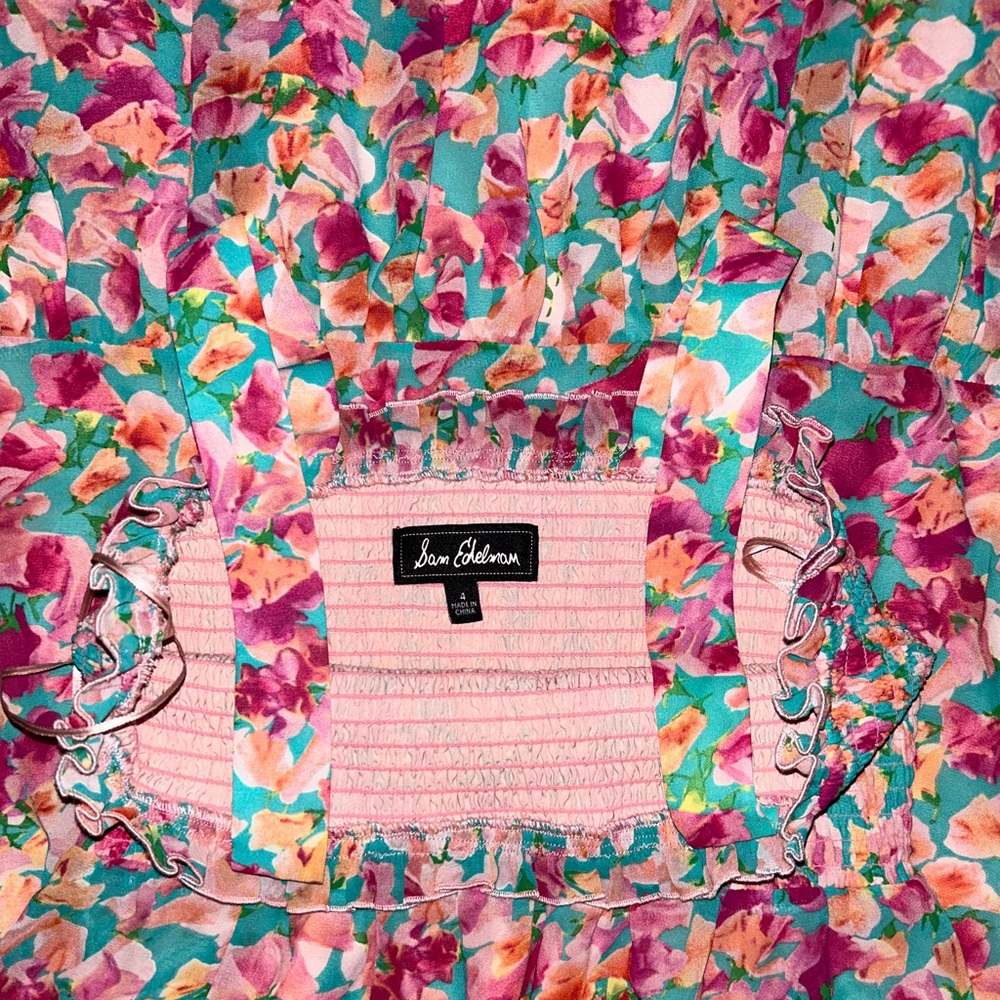 Sam Edelman Pink Floral Ruffle Sleeve Dress